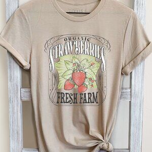 Strawberry Shirt, Strawberry Print Shirt, Retro Strawberry Shirt